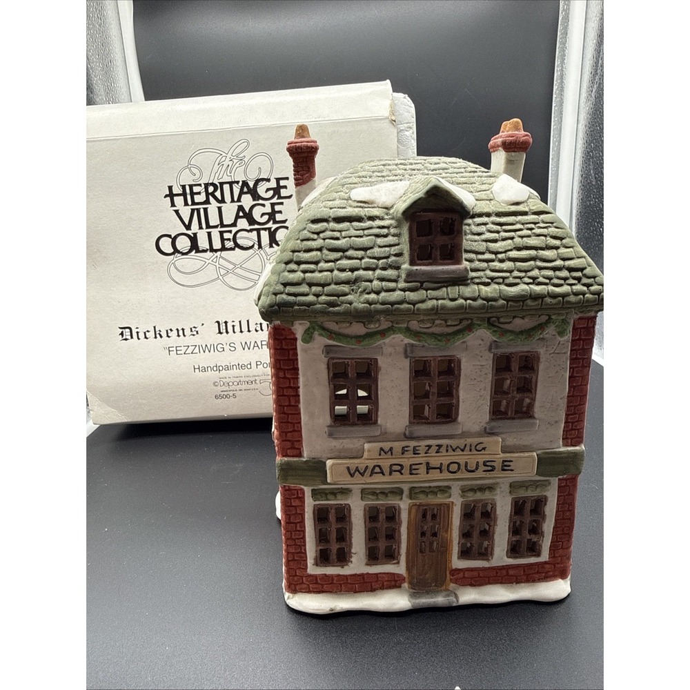 Dept 56 Heritage Village Dickens Fezziwig's Warehouse w/ Box 6500-5 VTG 1986